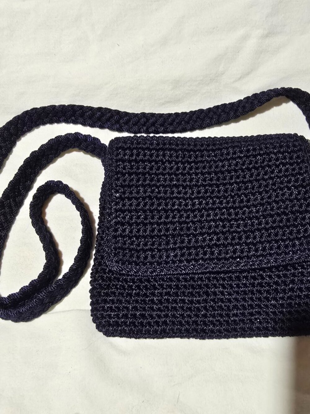 The Sak Navy Blue Crochet Foldover Crossbody Bag Handbag Purse Vintage